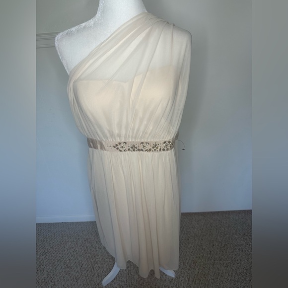 Adrianna Papell Elegant Cream One-Shoulder Dress size 18 new with tag - Picture 3 of 10